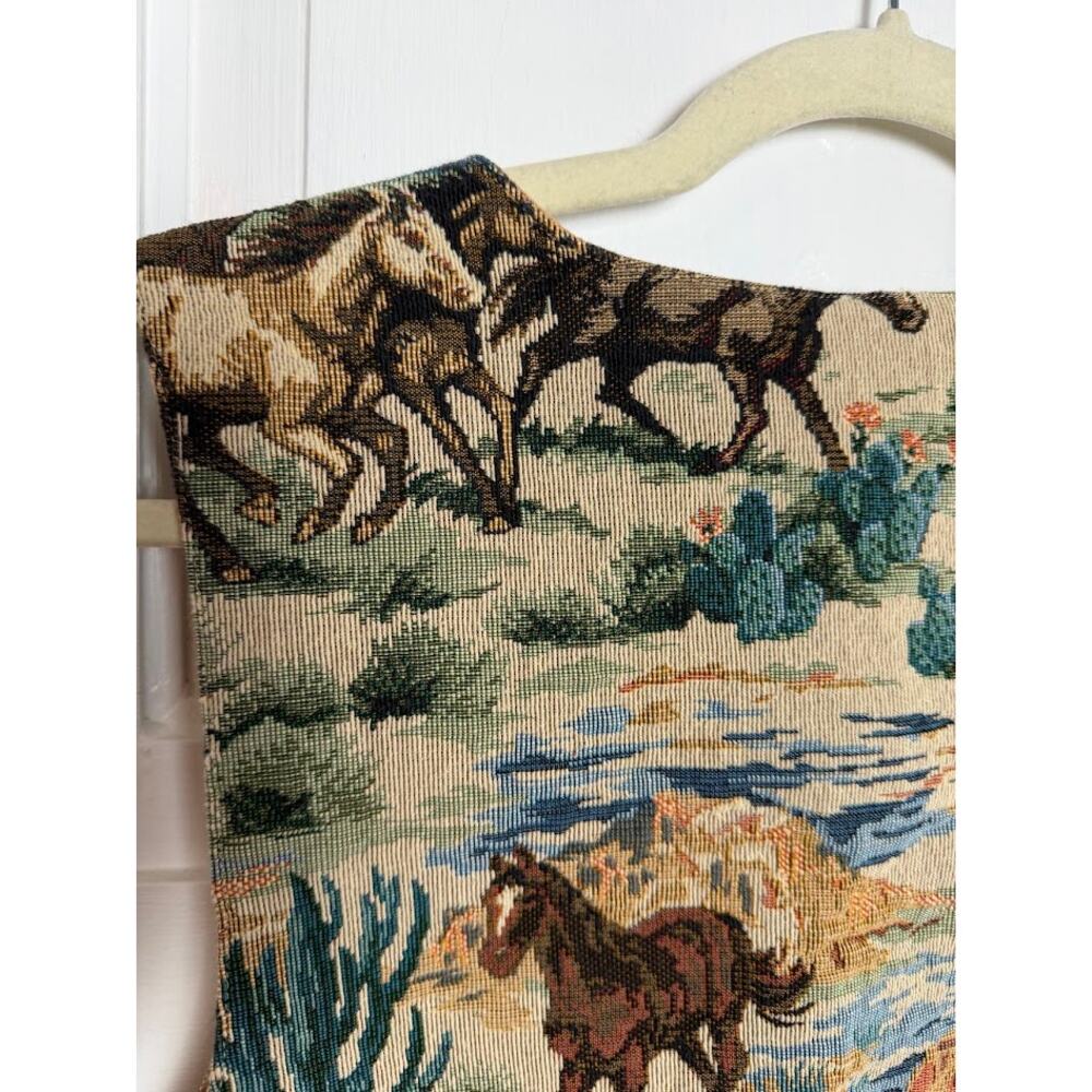 Sharon Young Horse Vest Western Boho Tapestry Cactus Sleeveless Top Womens Lrg - Picture 6 of 8